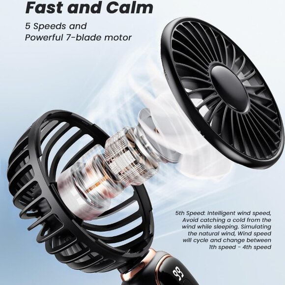 Portable Handheld Fan 4000mAh Battery - Picture 4 of 8